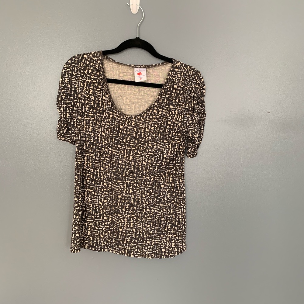 Two Hearts Maternity Print Tee Dark Grey Small